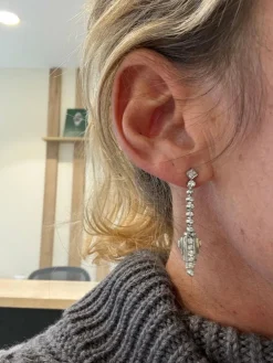 ART DÉCO - Boucles d’oreilles Or blanc et Diamants