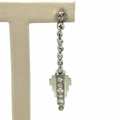 ART DÉCO - Boucles d’oreilles Or blanc et Diamants