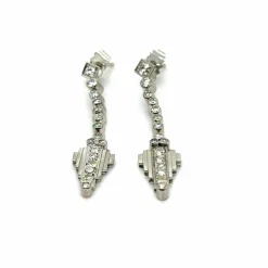 ART DÉCO - Boucles d’oreilles Or blanc et Diamants
