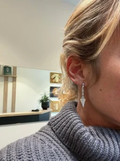 ART DÉCO - Boucles d’oreilles Or blanc et Diamants