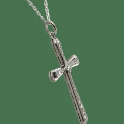 Art déco - Pendentif croix or blanc et diamants