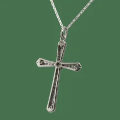 Art déco - Pendentif croix or blanc et diamants