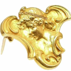 Art Nouveau brooch/pendant diamond