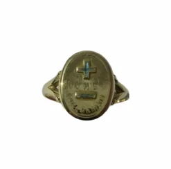 AUGIS - bague chevalière 1920 médaille d’Amour or jaune émail