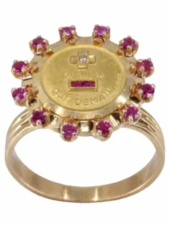 AUGIS - BAGUE MÉDAILLE D'AMOUR SAPHIRS DIAMANT