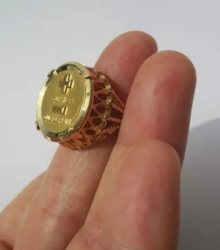 AUGIS - bague médaille d’amour en or jaune