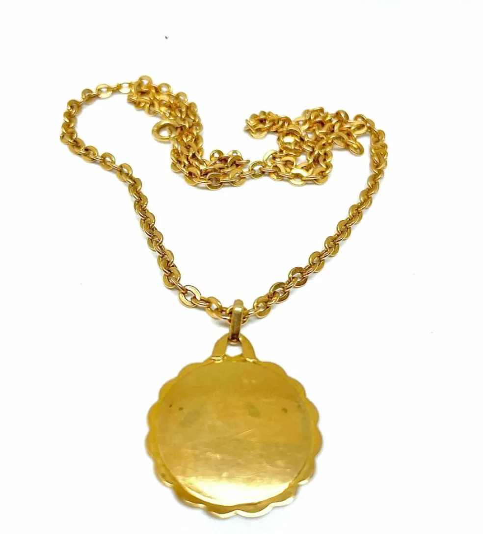AUGIS - Chaîne et pendentif vintage en or, médaille d’amour