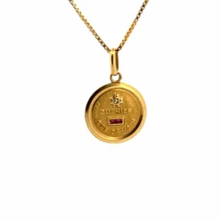 AUGIS - Médaille Amour Ancienne Or Jaune Rubis & Diamant