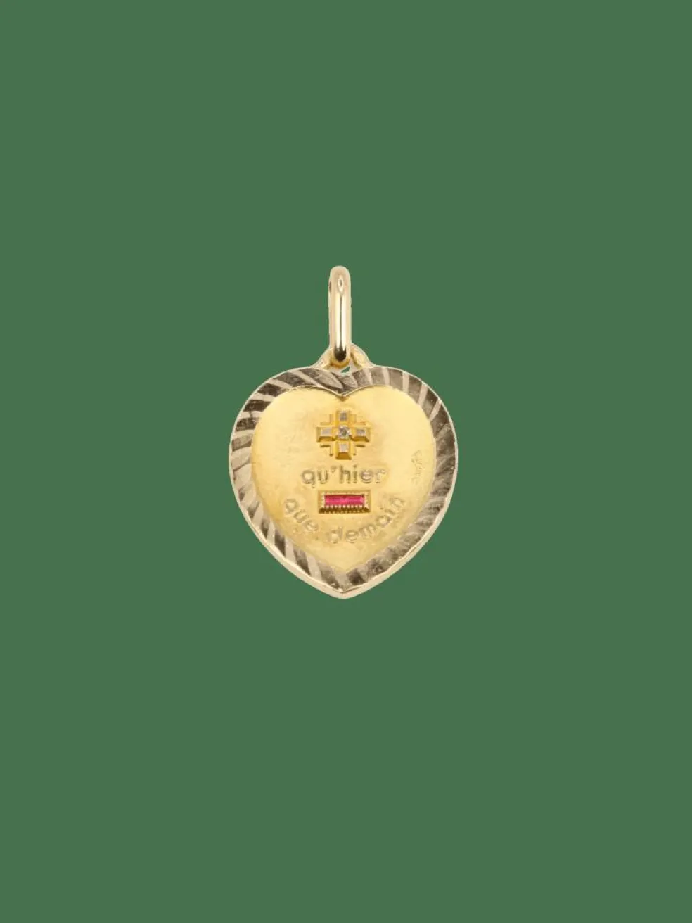 AUGIS - Médaille amour coeur or jaune diamant rubis