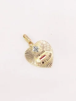 AUGIS - Médaille amour coeur or jaune diamant rubis