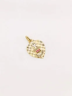 AUGIS - Médaille amour coeur quadrillé or jaune rubis