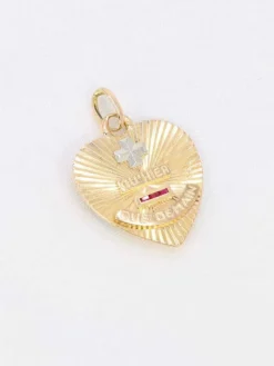 AUGIS - Médaille amour coeur plus qu'hier moins que demain or jaune rubis