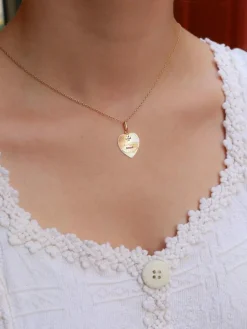 AUGIS - Médaille amour coeur or jaune diamant rubis