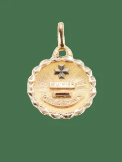 AUGIS - Médaille amour ronde Plus qu'hier moins que demain or jaune rubis motif ovale
