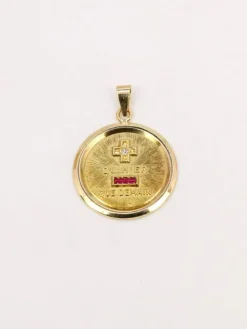 AUGIS - Médaille amour ronde or jaune diamant rubis
