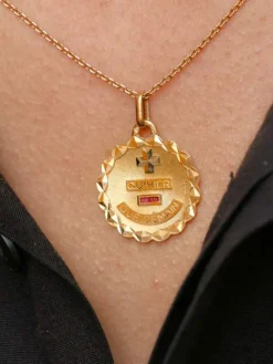 AUGIS - Médaille amour ronde or jaune rubis