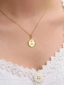 AUGIS - Médaille amour ronde or jaune diamant rubis