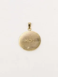 AUGIS - Médaille amour ronde or jaune diamant rubis