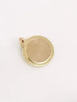 AUGIS - Médaille amour ronde striée or jaune diamant rubis