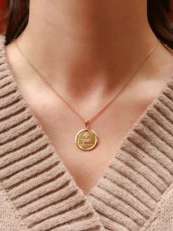 AUGIS - Médaille amour ronde or jaune diamant rubis