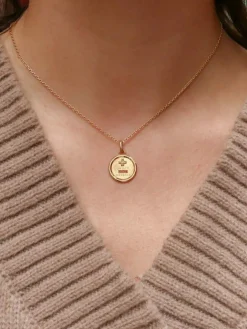 AUGIS - Médaille amour ronde or jaune diamant rubis