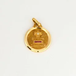AUGIS - Médaille d'amour - Pendentif en or jaune diamant et rubis synthétiques