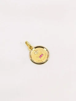 AUGIS - Mini Médaille amour or jaune diamant rubis