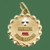 AUGIS - Pendentif médaille d'amour or rose rubis : "+ QU'HIER - QUE DEMAIN"