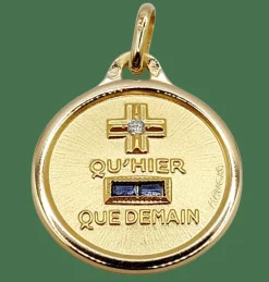 AUGIS - Pendentif médaille d'amour or "+ qu'hier - que demain" - L'Essentielle bleue