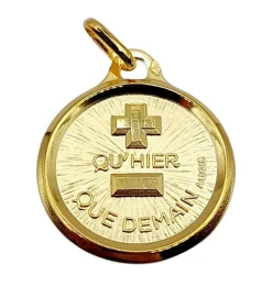 AUGIS - Pendentif médaille d'amour "+ qu'hier - que demain" - L'Originale 18 mm