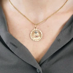 AUGIS - Pendentif Médaille d'amour or jaune et rubis