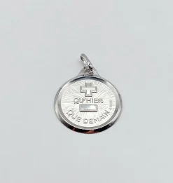 AUGIS - Pendentif médaille d'amour or blanc 
