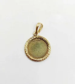AUGIS - Pendentif médaille d'amour 15mm or, diamant et rubis, couronne de laurier (circa 1960)