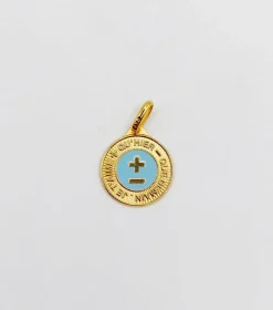 AUGIS - Pendentif médaille d'amour or jaune - L'Élégante Bleue ciel