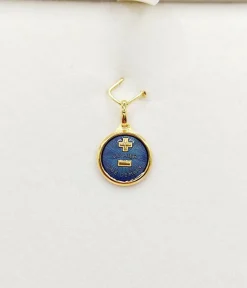 AUGIS - Pendentif médaille d'amour or jaune - L'Élégante Bleue Foncée