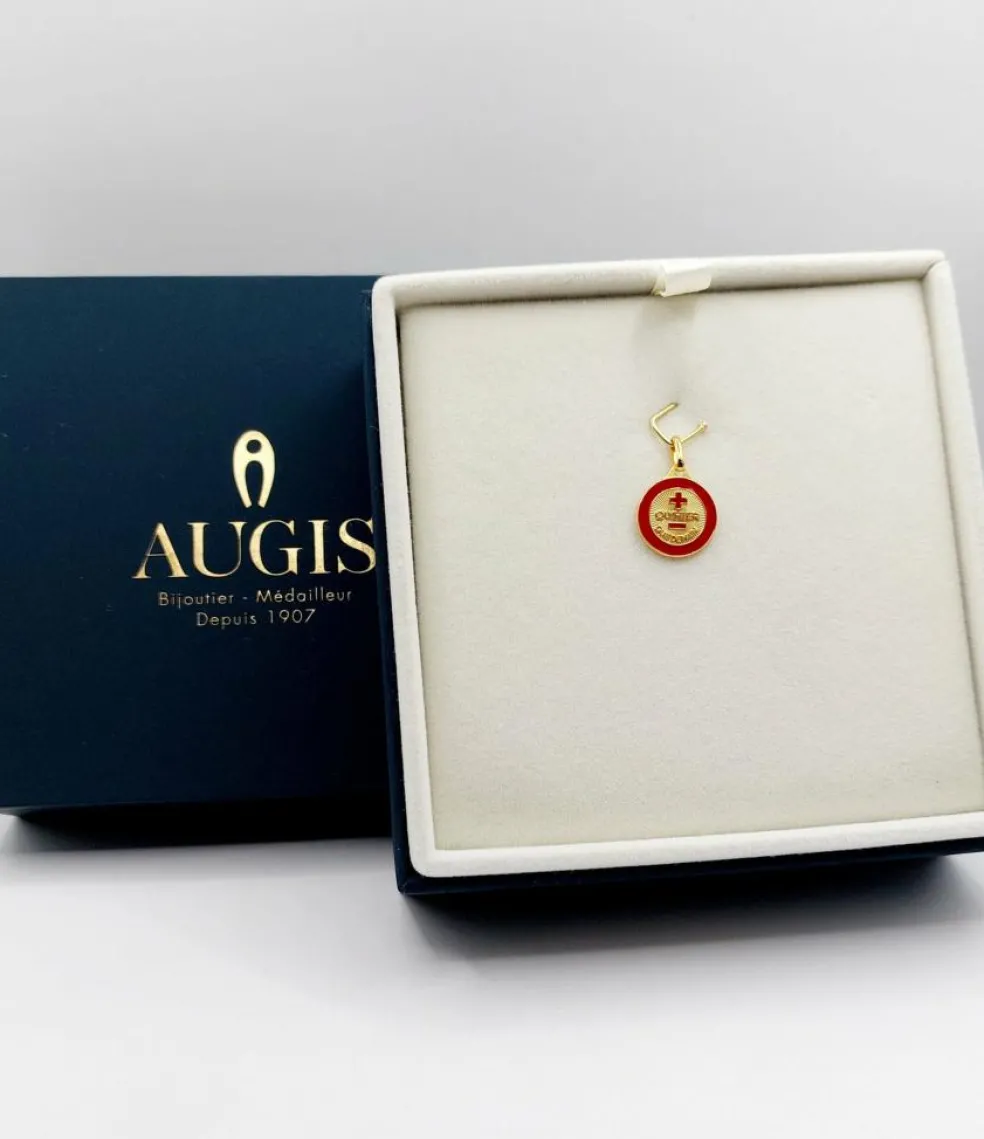 AUGIS - Pendentif médaille d'amour or jaune "+ qu'hier - que demain"- La Charmante Carmin