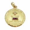 AUGIS - RARE Pendentif médaille d'amour or jaune, diamant et rubis, couronne de laurier (circa 1960)