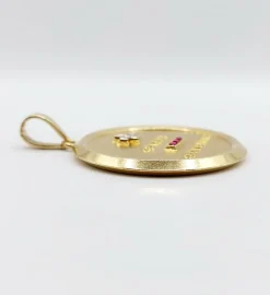 AUGIS - RARE XXL 33mm Pendentif médaille d'amour or jaune, diamant et rubis (circa 1960)