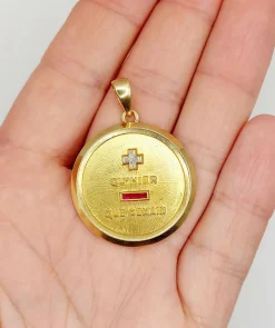 AUGIS - RARE XXL 33mm Pendentif médaille d'amour or jaune, diamant et rubis (circa 1960)