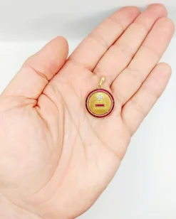 AUGIS - ULTRA RARE Médaille d'amour 23mm or jaune, diamant et rubis calibrés 