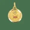 AUGIS- Médaille amour ronde Plus qu’hier moins que demain or jaune diamants rubis