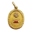 AUGIS Pendentif médaille d'amour or jaune couronne laurier diamant et rubis