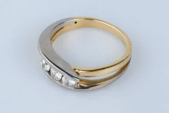 Bague 3 Diamants or jaune et blanc