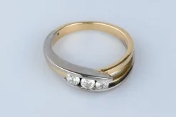 Bague 3 Diamants or jaune et blanc