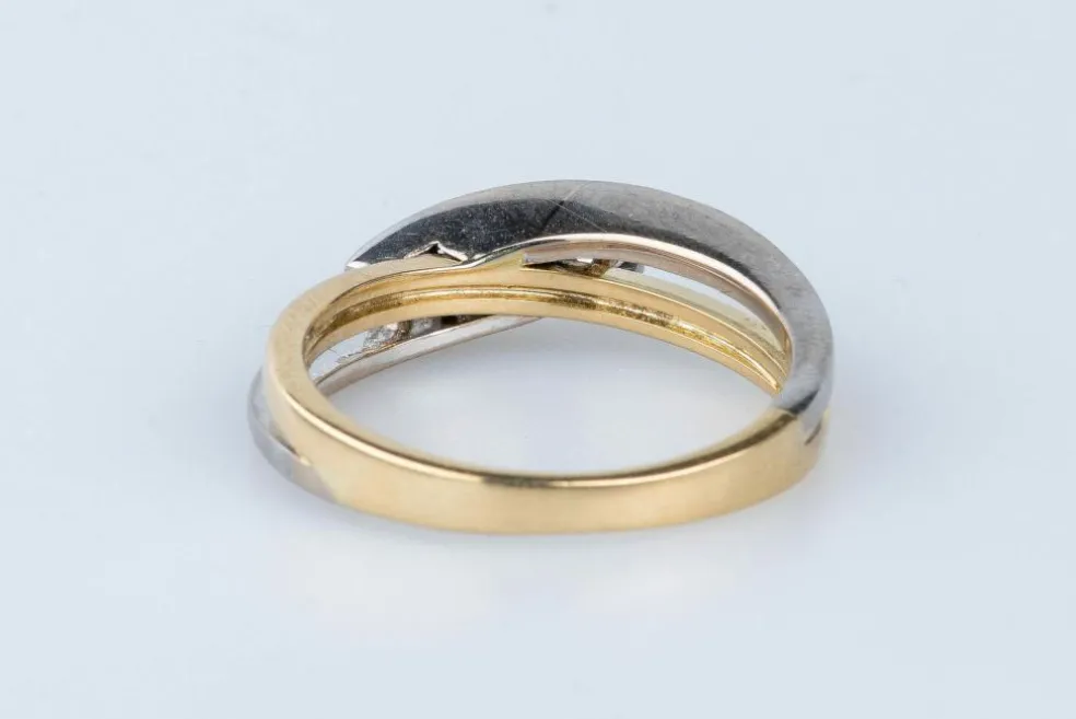 Bague 3 Diamants or jaune et blanc