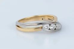 Bague 3 Diamants or jaune et blanc