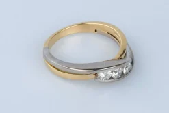 Bague 3 Diamants or jaune et blanc
