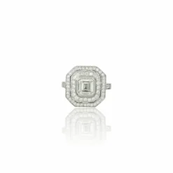 Bague à double grappe de diamants