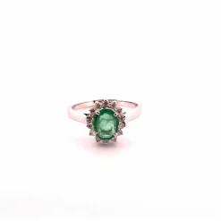 Bague Emeraude ovale et diamants