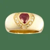 Bague en or jaune, nacre et rubis